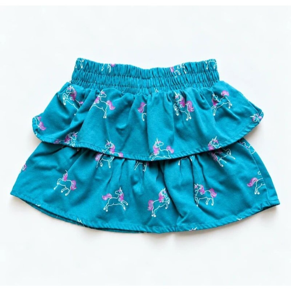 Garanimals Girls 4T Teal Unicorn Tiered Ruffle Skort Built-In Shorts